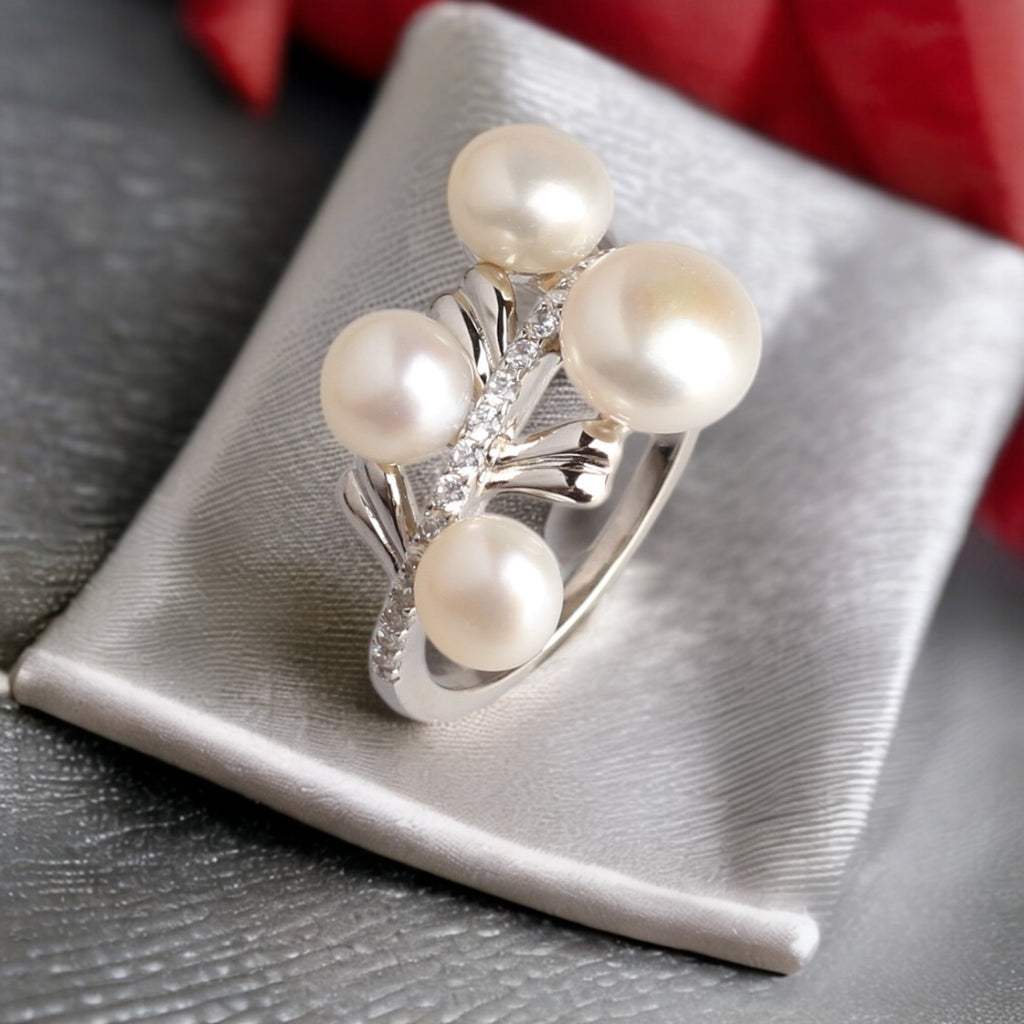 珍珠枝葉純銀戒指 珍珠枝葉純銀戒指