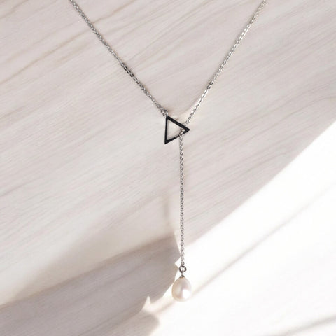 幾何珍珠純銀項鏈