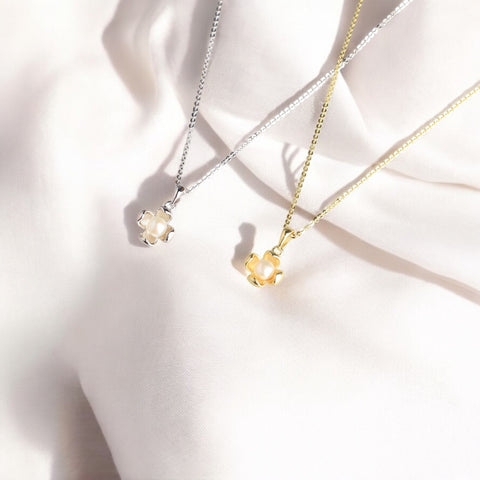 純銀925珍珠花瓣項鍊