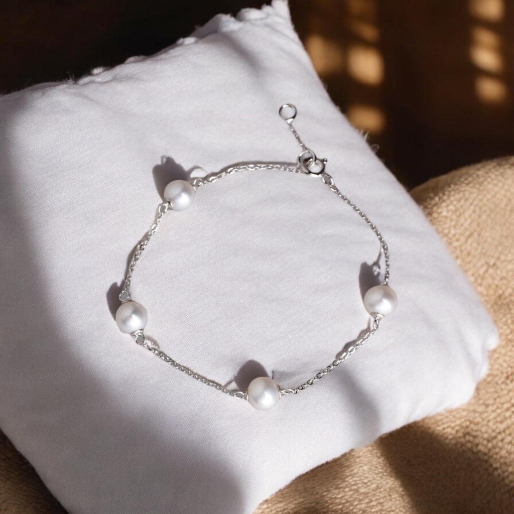 純銀925天然淡水珍珠手鏈 純銀925天然淡水珍珠手鏈