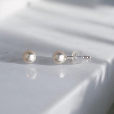 18K白金 7-7.5AAA級日本AKOYA 珍珠耳環