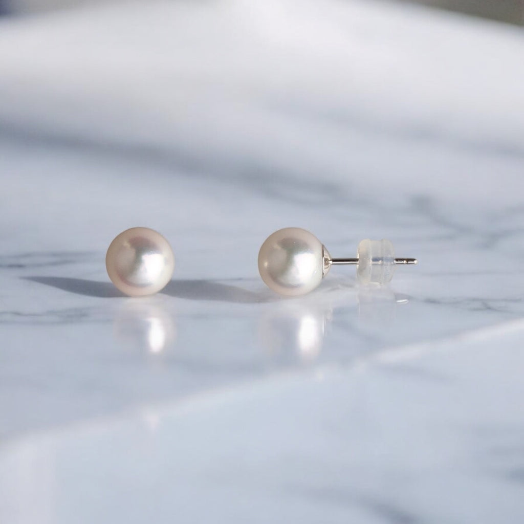 18K白金 8-8.5AAA級日本AKOYA 珍珠耳環