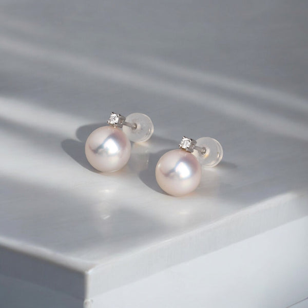18K白金 日本8-8.5AKOYA 珍珠耳環