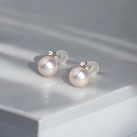 18K白金 日本8-8.5AKOYA 珍珠耳環