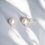 18K白金 日本8-8.5AKOYA 珍珠鑽石耳環