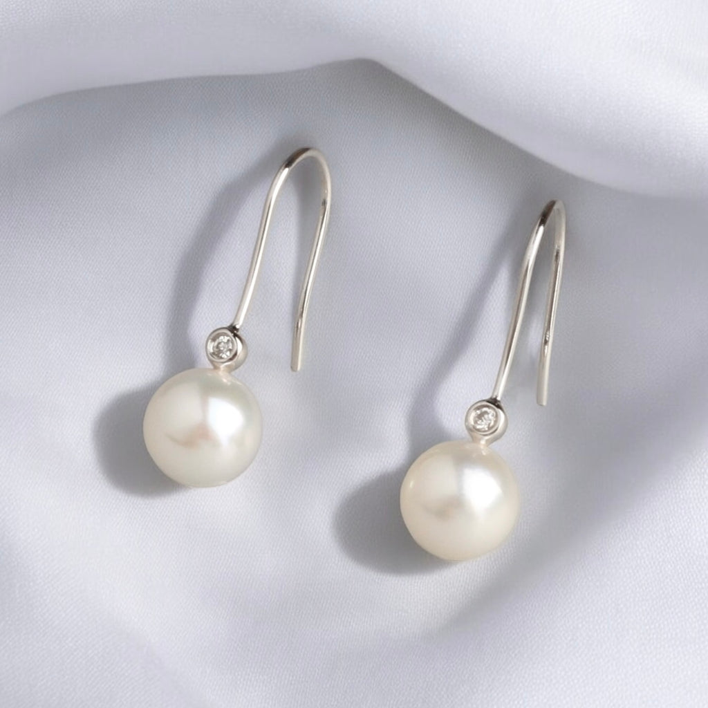 18K白金  6-6.5毫米 日本AKOYA珍珠鑽石耳環 18K白金  6-6.5毫米 日本AKOYA珍珠鑽石耳環