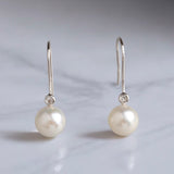 18K白金  6-6.5毫米 日本AKOYA珍珠鑽石耳環