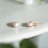 18K 7-7.5毫米玫瑰金日本AKOYA 珍珠耳環