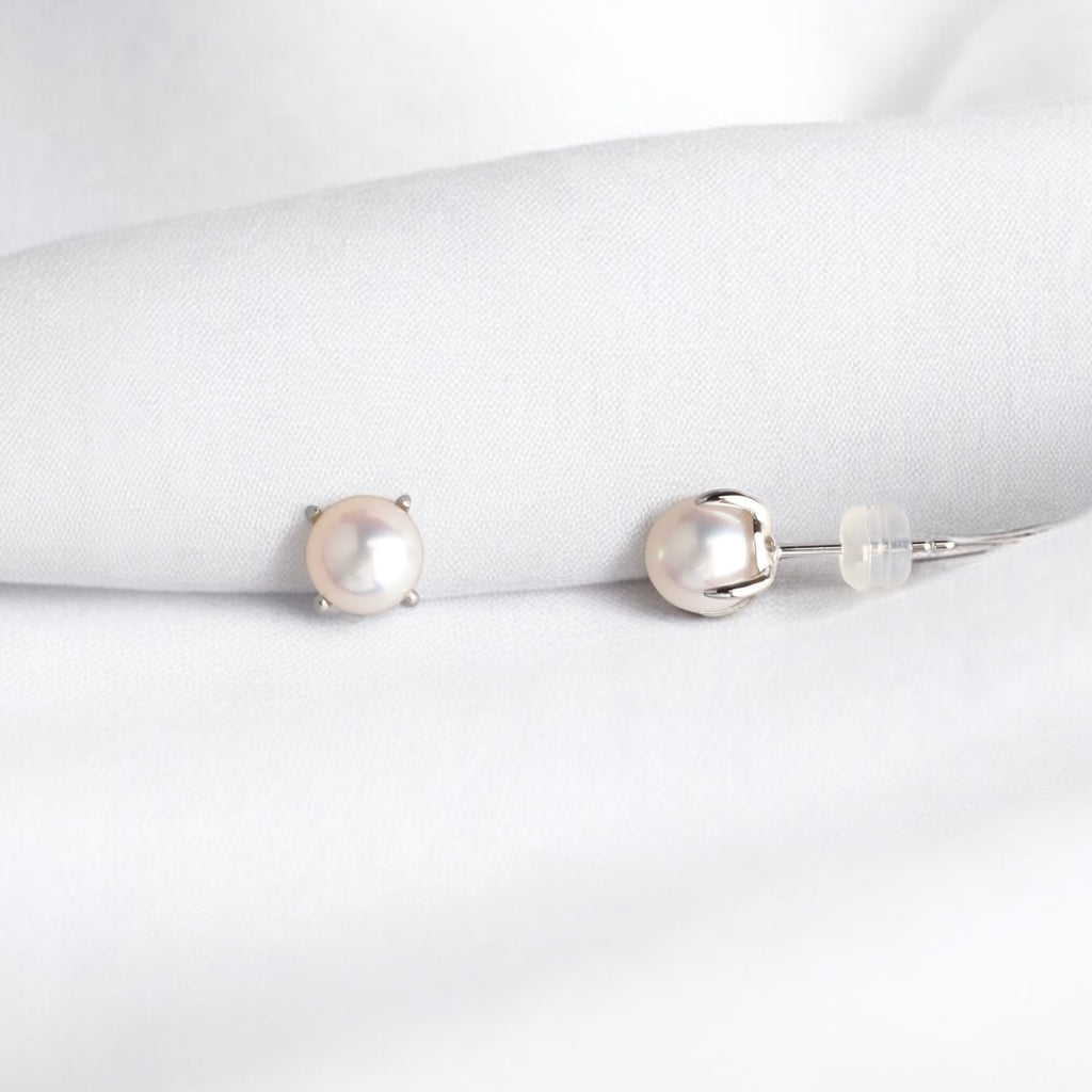18K白金 7-7.5毫米日本AKOYA 珍珠耳環 18K白金 7-7.5毫米日本AKOYA 珍珠耳環