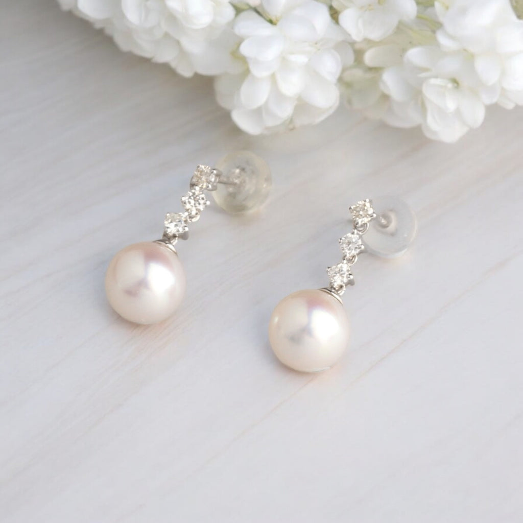 18K 白金8.5-9毫米AKOYA耳環 18K 白金8.5-9毫米AKOYA耳環