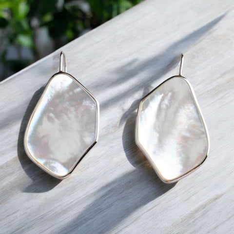 純銀925珍珠母貝耳環