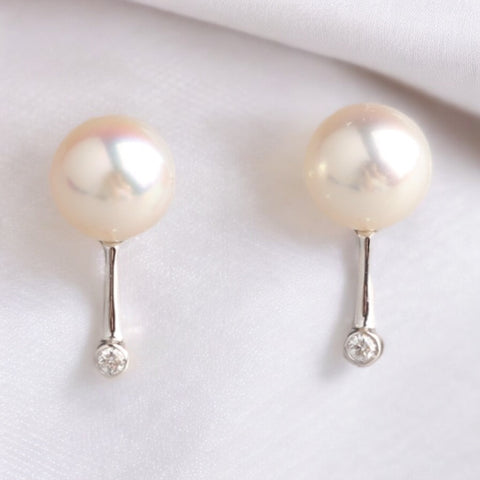 18K 白金8.8-9毫米AKOYA耳環