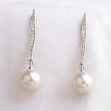 18K 白金7.5-8毫米AKOYA鑽石耳環