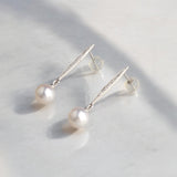 18K 白金7.5-8毫米AKOYA鑽石耳環