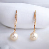 18K 黃金7.5-8毫米AKOYA鑽石耳環