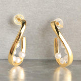 珍珠流線型金環耳環