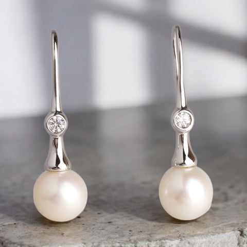 鋯石珍珠耳環