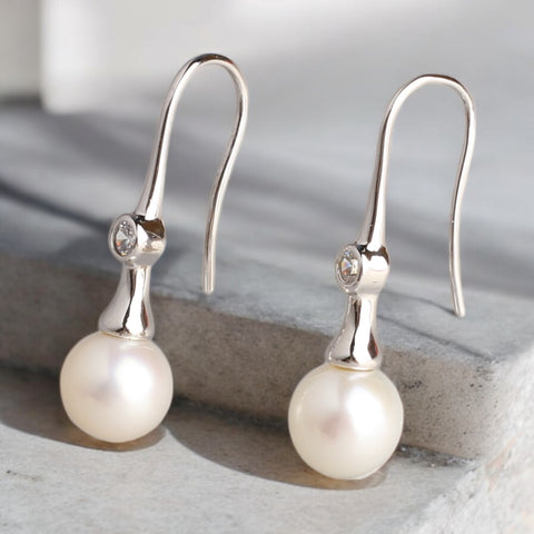 鋯石珍珠耳環