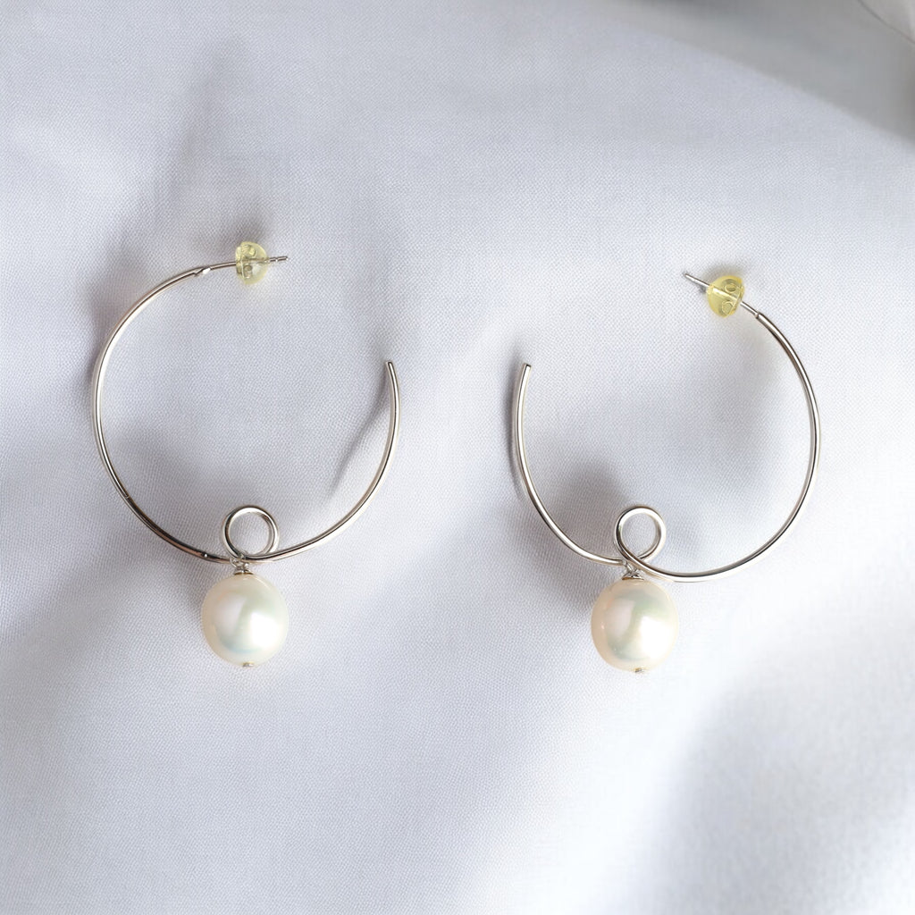 珍珠優雅圓圈耳環(銀) 珍珠優雅圓圈耳環(銀)