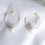 珍珠優雅圓圈耳環(銀)
