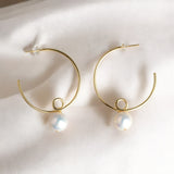 珍珠優雅圓圈耳環(金色)