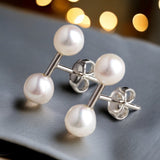 雙珍珠純銀耳環