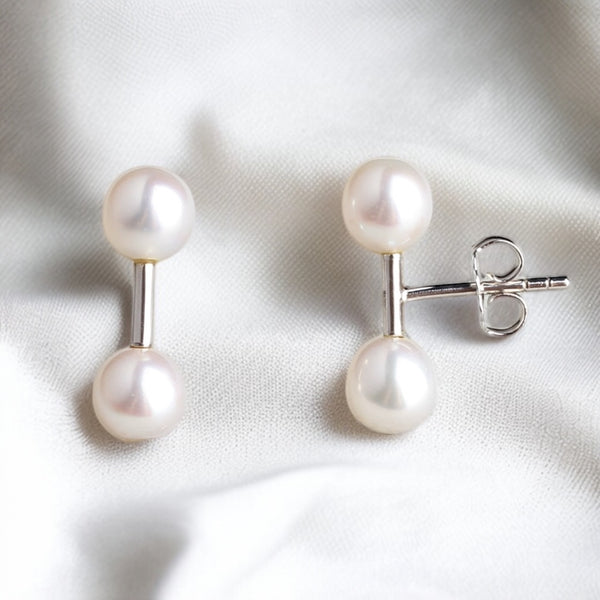 雙珍珠純銀耳環