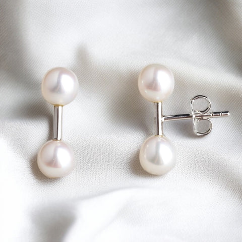 雙珍珠純銀耳環