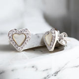 心形貝母鋯石耳環