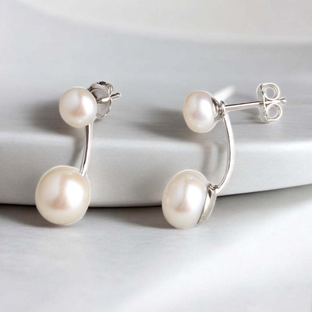 雙層珍珠純銀耳環 雙層珍珠純銀耳環
