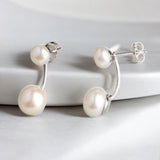 雙層珍珠純銀耳環