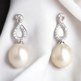 925銀鋯石珍珠吊墜耳環