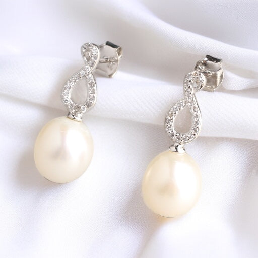 925銀鋯石珍珠吊墜耳環 925銀鋯石珍珠吊墜耳環