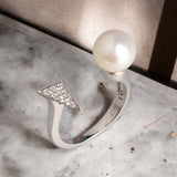 三角鋯石圓珠戒指