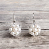 純銀925珍珠花束耳環