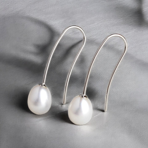 純銀925簡約淡水珍珠耳環