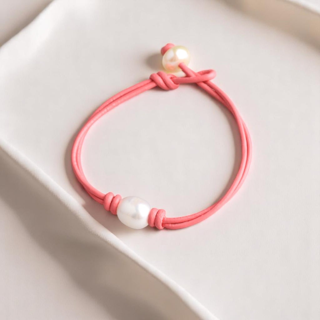 皮繩珍珠手鏈(粉) 皮繩珍珠手鏈(粉)