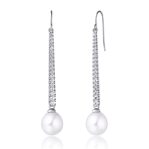 18K Yellow Gold Pearl Star Earrings