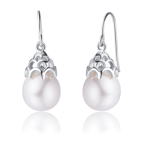 18K Yellow Gold Pearl Star Earrings