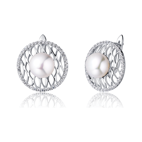 18K Yellow Gold Pearl Star Earrings