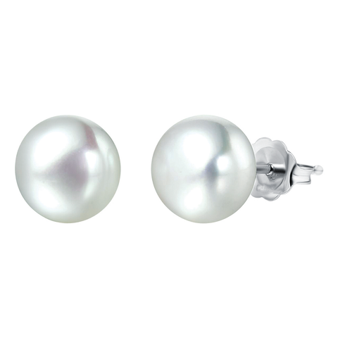 Freshwater Pearl Earrings ( Button, 10MM)