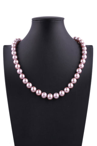 10-11mm Round Shape Pink Color Freshwater Pearl Necklace
