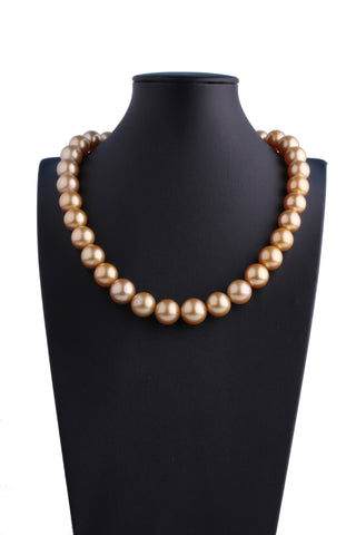 12.0-14.1mm Golden South Sea Pearl Necklace