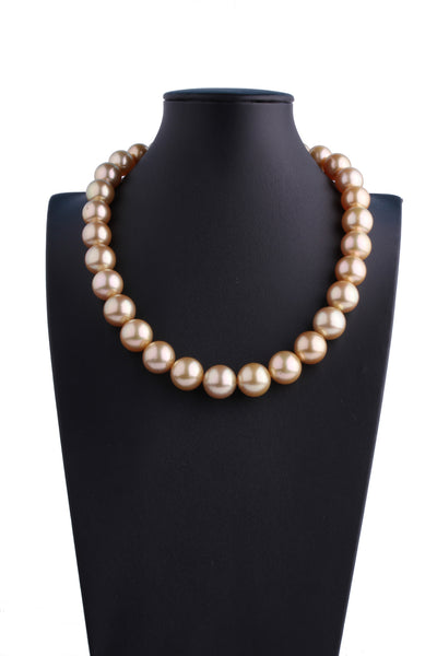 12.0-14.9mm Golden South Sea Pearl Necklace - Luna Piena 悅緣珍珠專門店