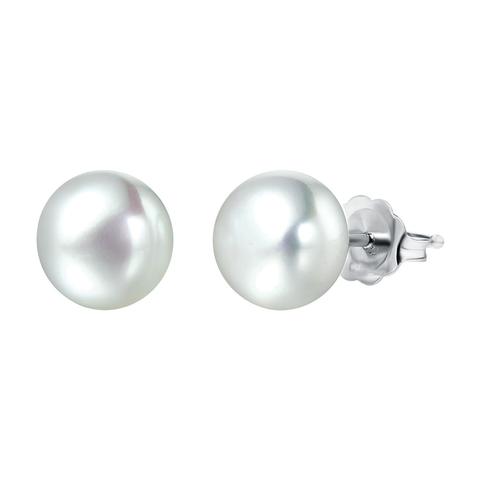 Freshwater Pearl Earrings ( Button, 9MM)