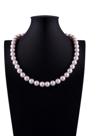 9.5-10.5mm Round Shape White Color Freshwater Pearl Necklace