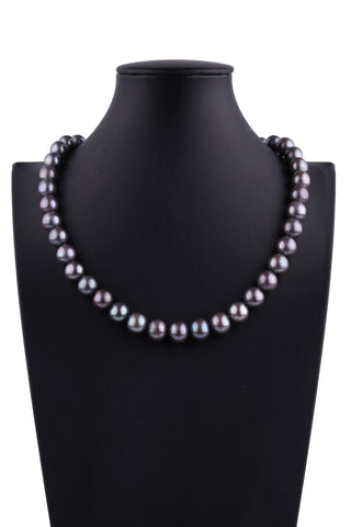 9.5-10.5mm Round Shape Peacock Color Freshwater Pearl Necklace