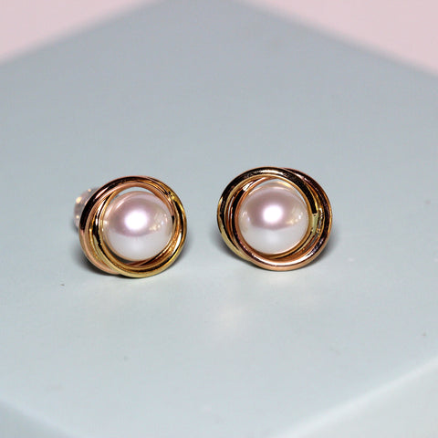 18K Yellow Gold Pearl Earrings (Large Version)