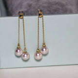 18K Yellow Gold Pearl Earrings (Adjustable 可調節)