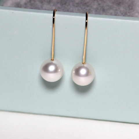 18K Yellow Gold Pearl Earrings (Large Version)
